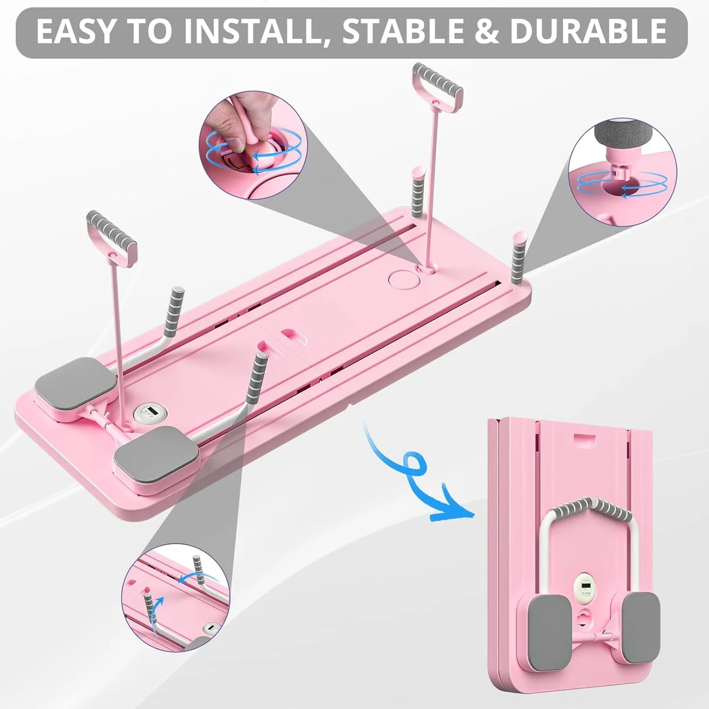 Board - 2024 Reformer Set, Multi-Purpose Foldable Reformer Board for Home, 5 in 1 Sliding Board (Pink)