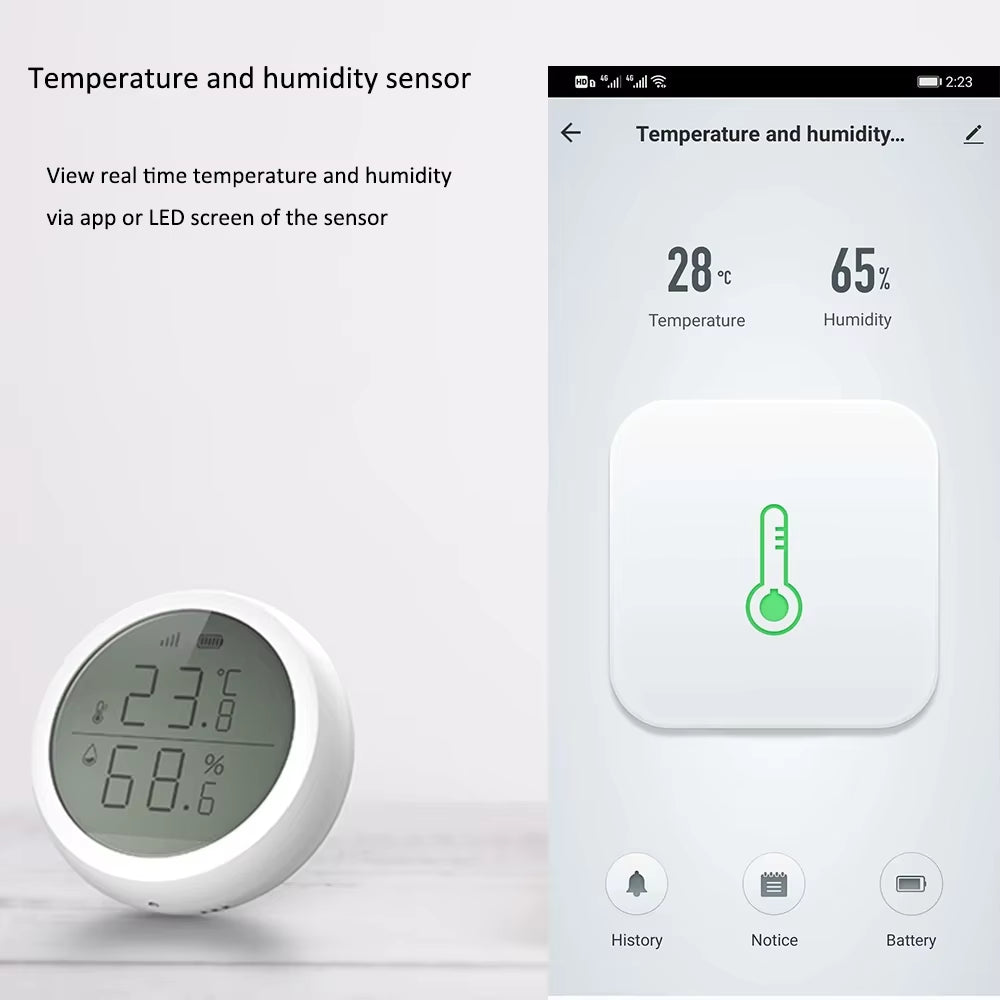 Tuya Smart Zigbee Temperature and Humidity Sensor Wireless LED Screen Display Working with Google Assistant Tuya Zigbee Hub