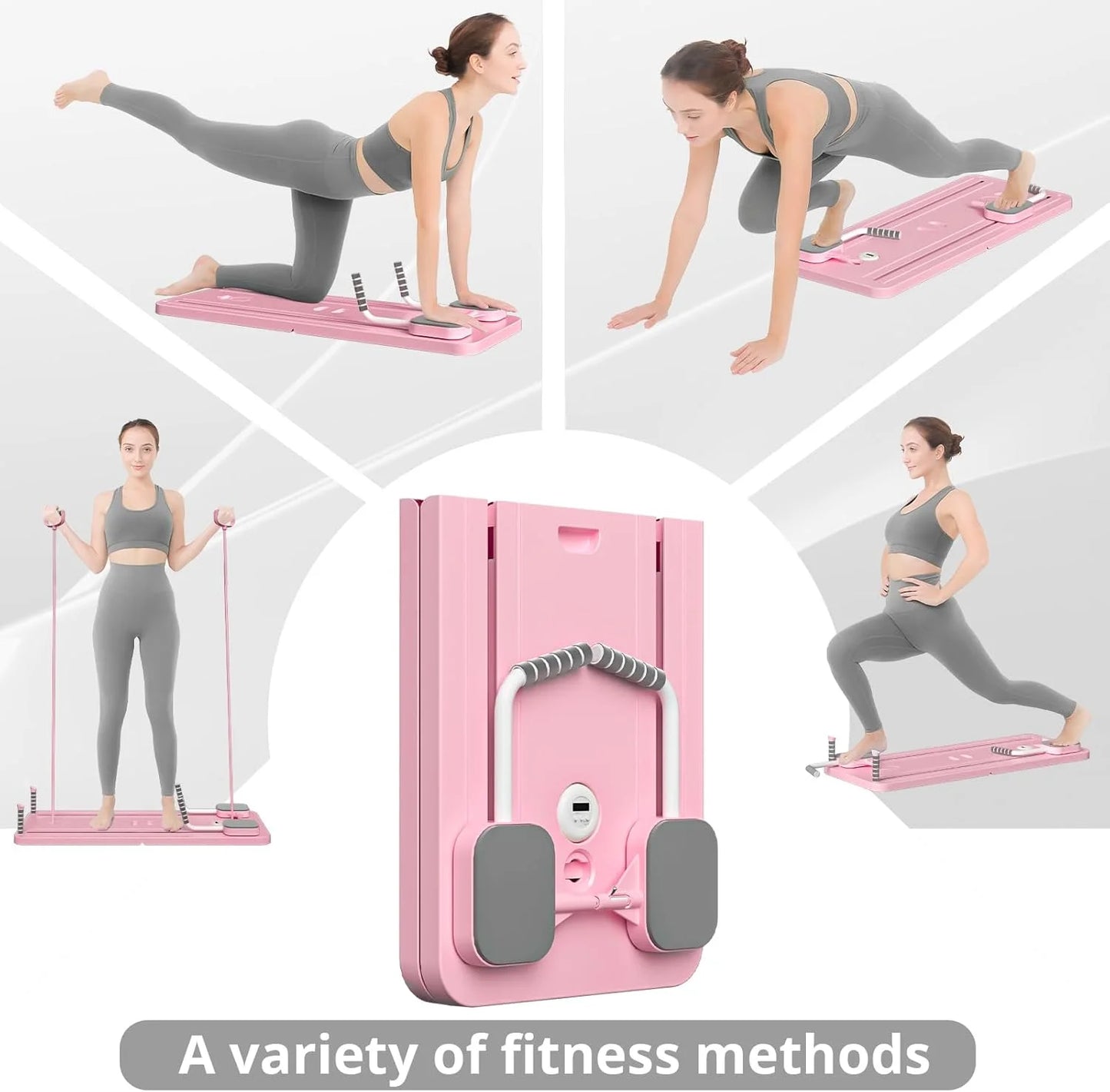 Board - 2024  Reformer Set, Multi-Purpose Foldable  Reformer Board for Home, 5 in 1  Sliding Board (Pink)