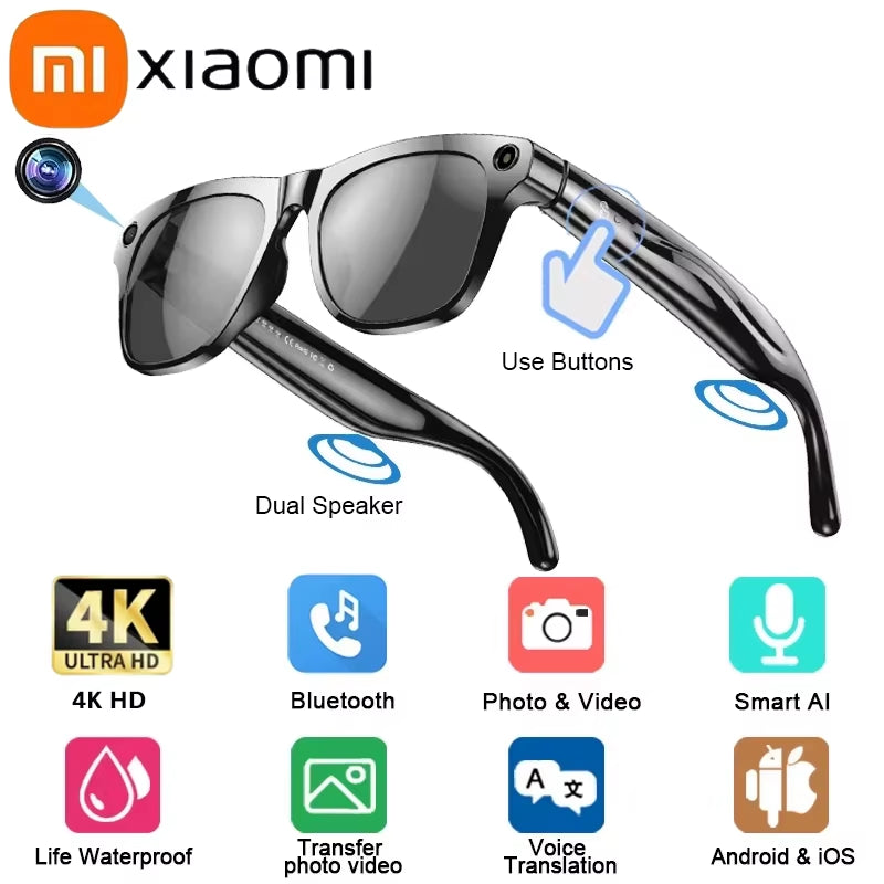 Xiaomi 4K HD AI Smart Glasses 800W Pixel Multifunctional Camera Bluetooth Call Voice Assistant Music Player Smart Translation ﻿