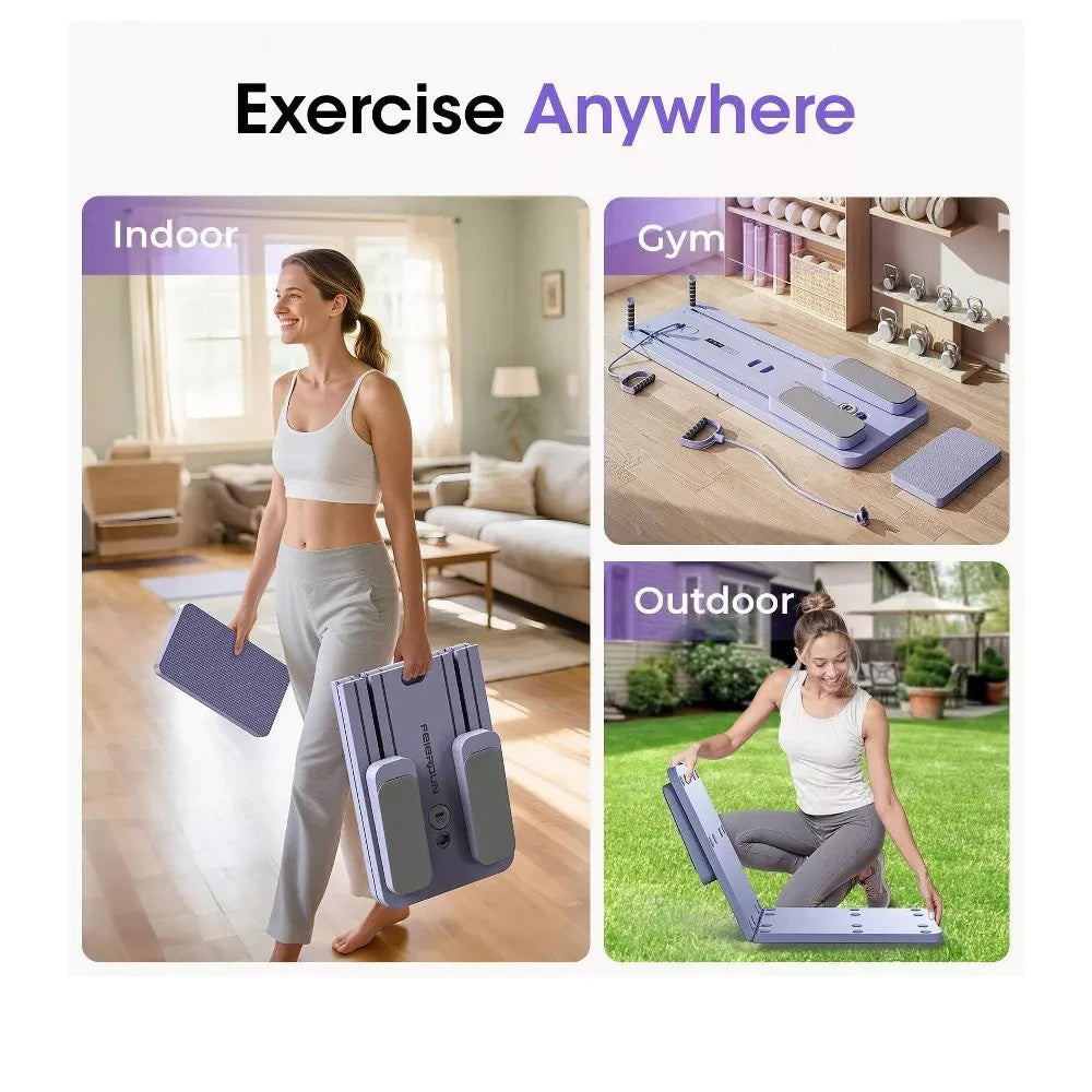 FEIERDUN Foldable Pilates Reformer, Portable Pilates Board for Full Body Workout