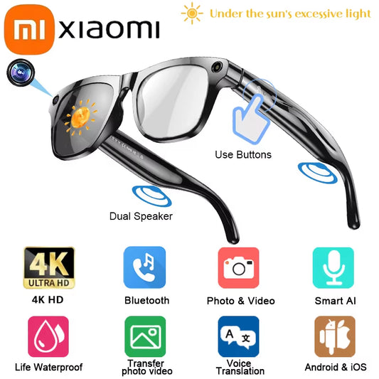 Xiaomi 4K HD AI Smart Glasses 800W Pixel Multifunctional Camera Bluetooth Call Voice Assistant Music Player Smart Translation ﻿