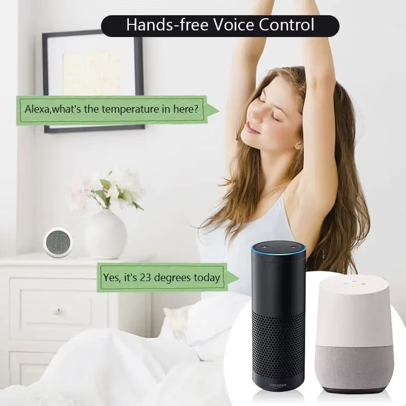 Tuya Smart Zigbee Temperature and Humidity Sensor Wireless LED Screen Display Working with Google Assistant Tuya Zigbee Hub