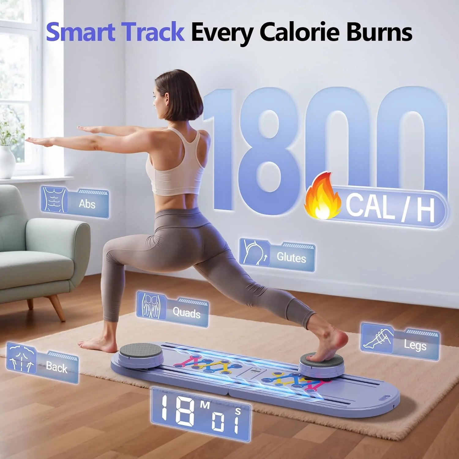 Pilates Board, Portable Pilates Reformer Machine for Home Workout, Easy-To-Use Pilates Sliding Board for Full Body Toning, Lightweight Fitness Gear for Beginners & Busy Moms