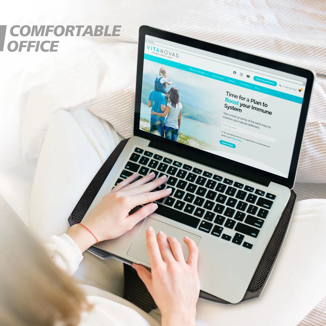 COOLCOOLD Laptop Cooling Pad for 12-17 Inch Laptop Cooler Stand, 5 Quiet Fans, 5 Angle Adjustable with Phone Holder