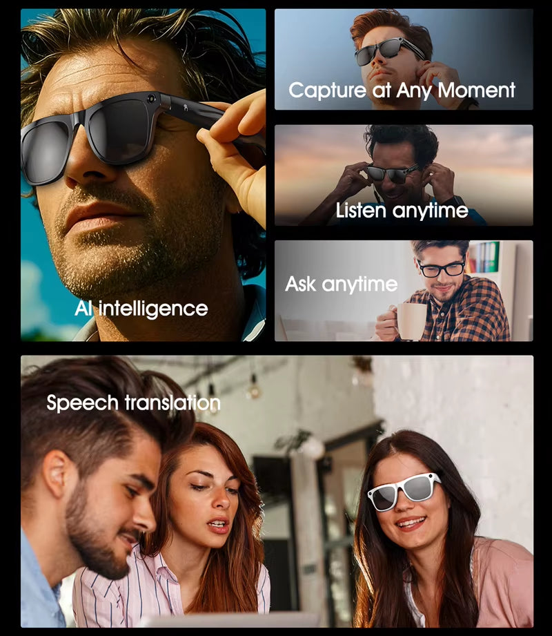 Xiaomi 4K HD AI Smart Glasses 800W Pixel Multifunctional Camera Bluetooth Call Voice Assistant Music Player Smart Translation ﻿