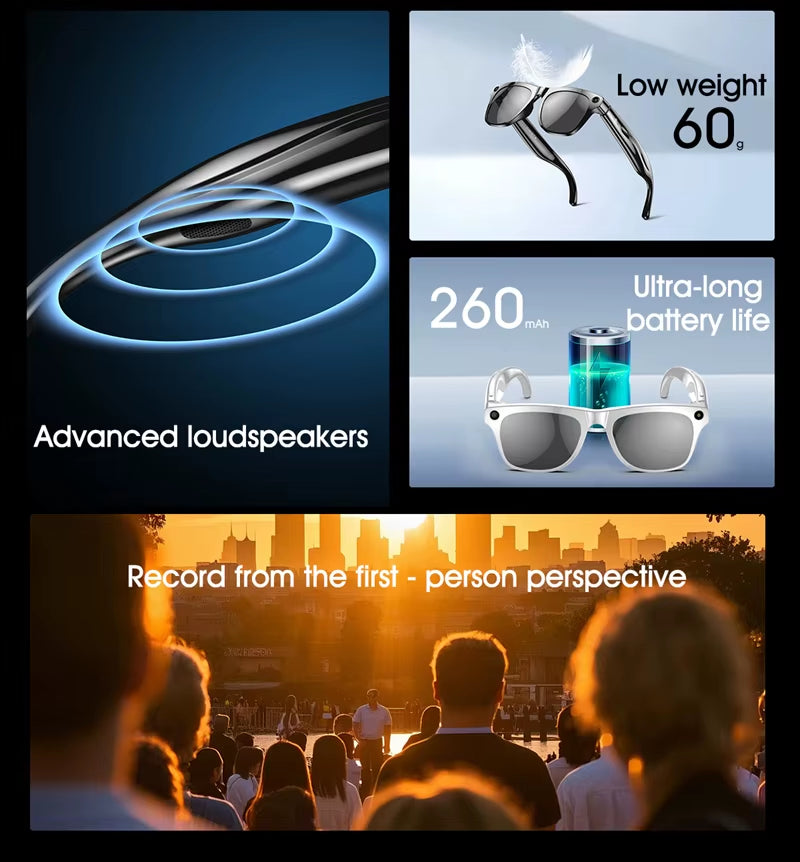 Xiaomi 4K HD AI Smart Glasses 800W Pixel Multifunctional Camera Bluetooth Call Voice Assistant Music Player Smart Translation ﻿