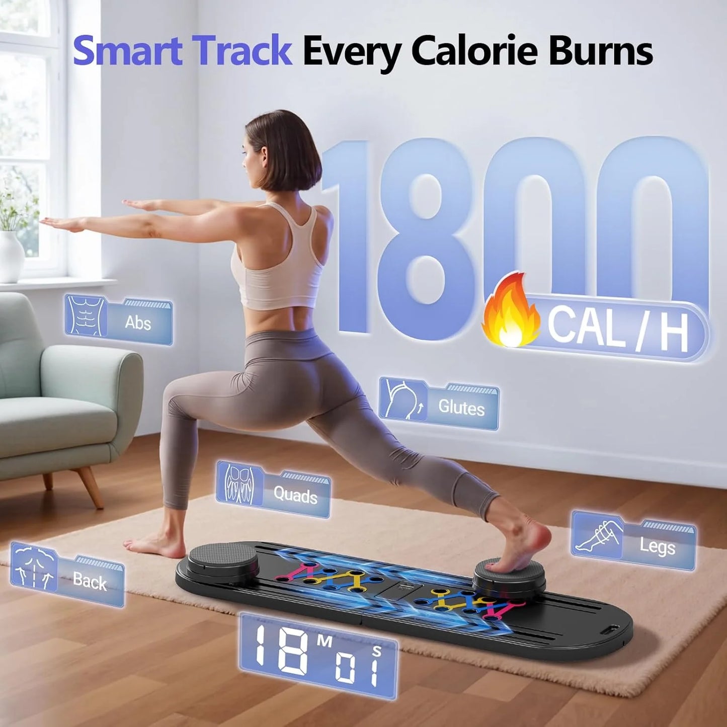 Pilates Board, Portable Pilates Reformer Machine for Home Workout, Easy-To-Use Pilates Sliding Board for Full Body Toning, Lightweight Fitness Gear for Beginners & Busy Moms